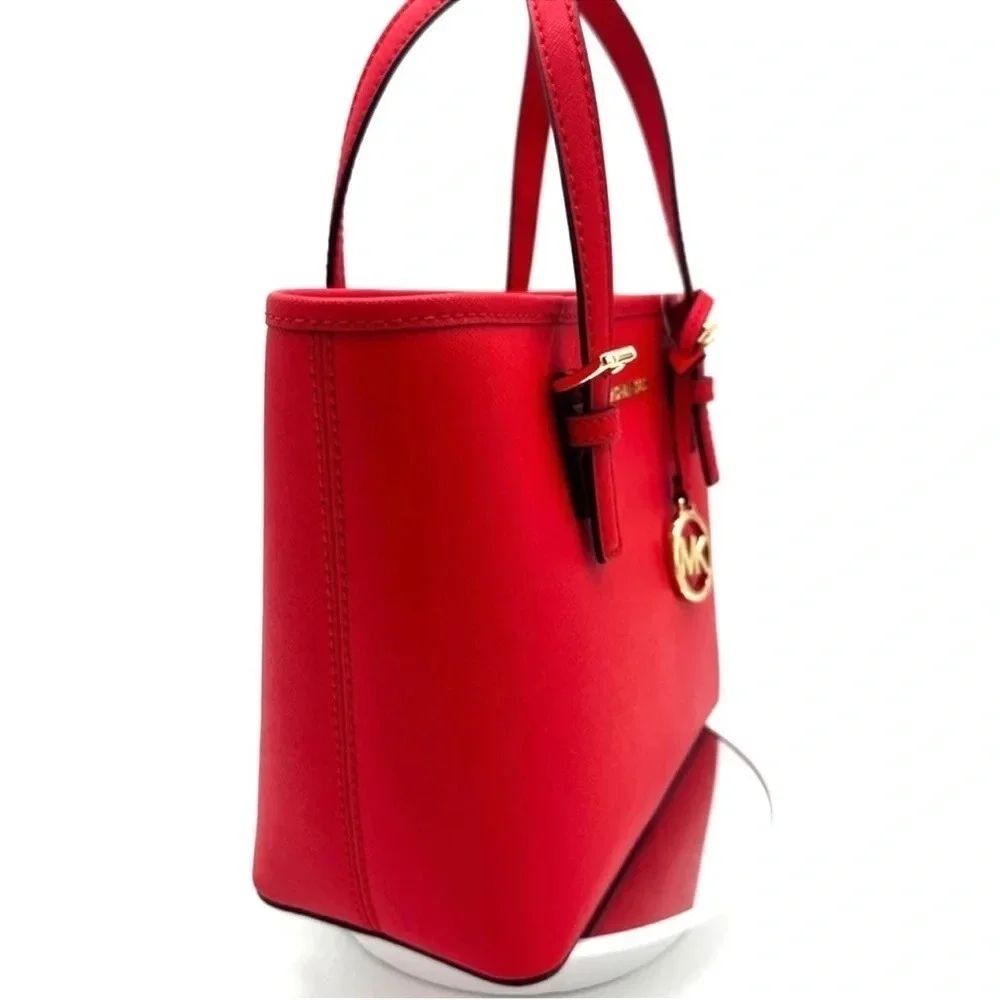 Michael Kors Jet Set Travel Extra-Small Top Zip Tote Bag Red